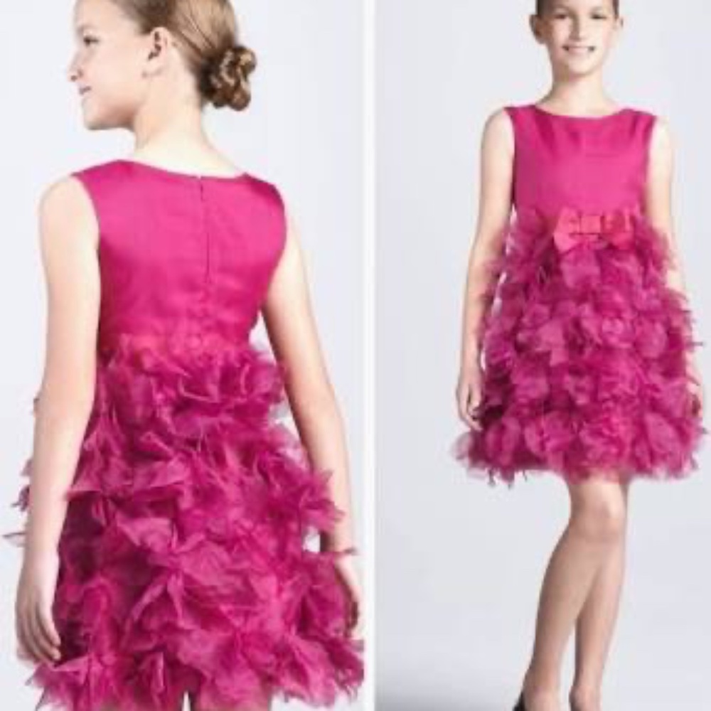 Marchesa Neiman Marcus + Target Girls Silk Fuchsia Pink Petal Skirt Dress XS